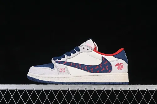 All categories Air Jordan Jordan series basketball shoes Air Jordan 1 Low High-end customized low-top sneakers Air Jordan 1 Low AJ1 Joe 1 Year of the Horse limited edition red and blue contrast high-end customized low-top retro basketball shoes DX5688-003